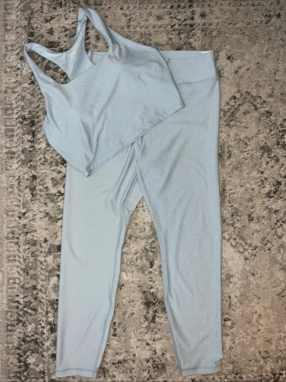 Old Navy Cloud Light Blue Leggings & Racerback Crop Top Set Sz L